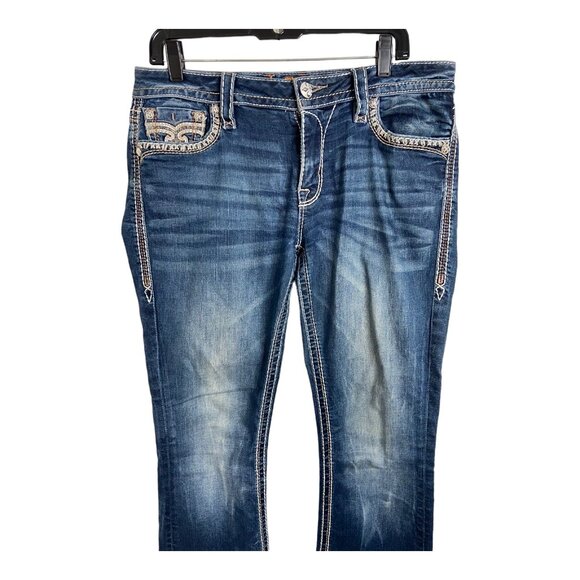 Rock Revival women’s 30” Meri Easy Boot jeans contrast stitching‎ western bottom - Picture 8 of 14